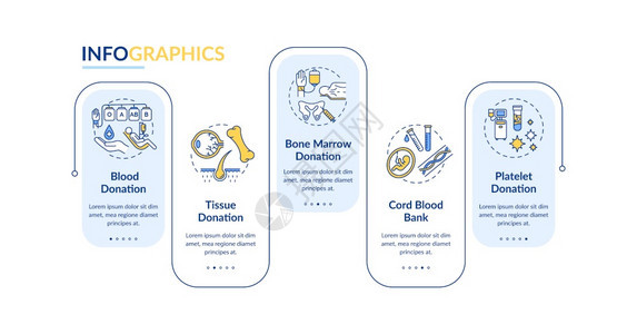 器官捐赠矢量信息模板医疗慈善移植演示设计元素五步数据可视化流程图线标的工作流程布局背景图片