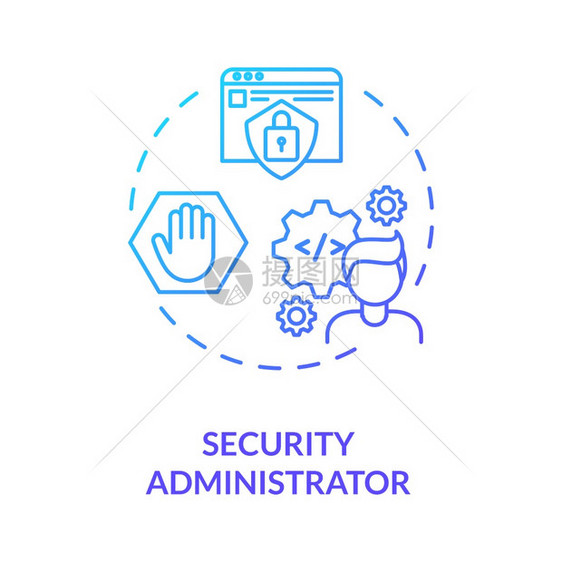 安全管理员概念图标网络安全职业理念细线插图可疑活动监测数据库安全矢量孤立大纲RGB颜色绘图图片