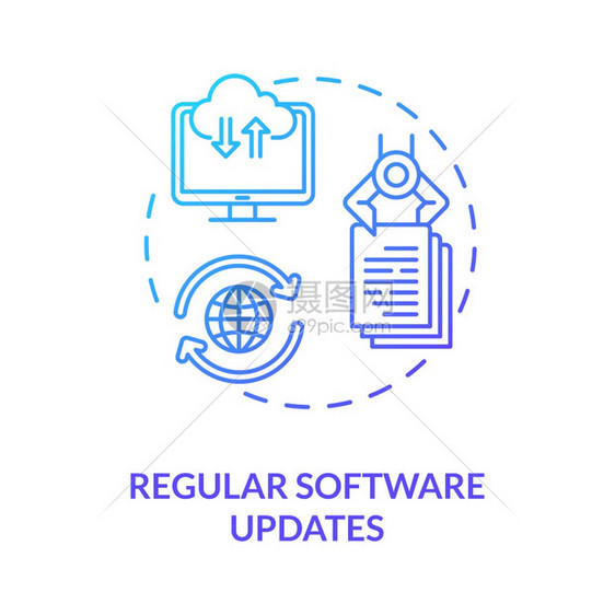 常规软件更新概念图标安全漏洞修补概念的细线插图计算机错误发现软件稳定改善矢量孤立大纲RGB颜色绘图常规软件更新概念图标图片