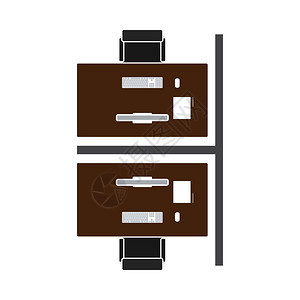 办公室表顶视图标平面颜色设计矢量I说明图片