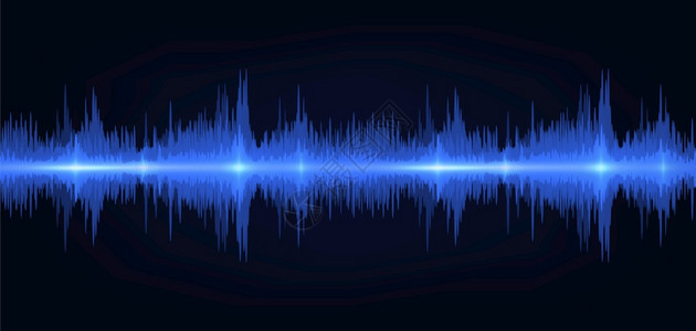 声音波振动梯度光频率声轨波形矢量插图在黑色背景上的语音图信号声波矢量音图信号图片