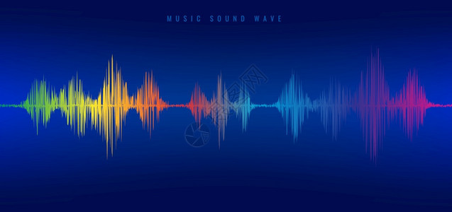 蓝背景的彩虹音乐声波平衡器音频视觉信号矢量插图图片
