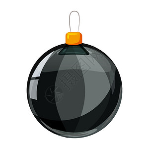 的彩色圣诞节球白色背景上孤立的彩色圣诞节黑球矢量插图卡通风格插画