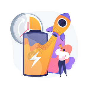 充高智能无线设备电源管理抽象比喻快速充电技术抽象概念矢量说明插画