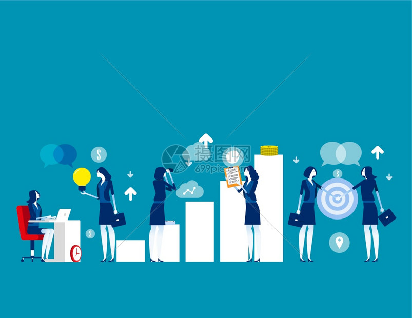 创业概念卡通矢量插图平板商业格风