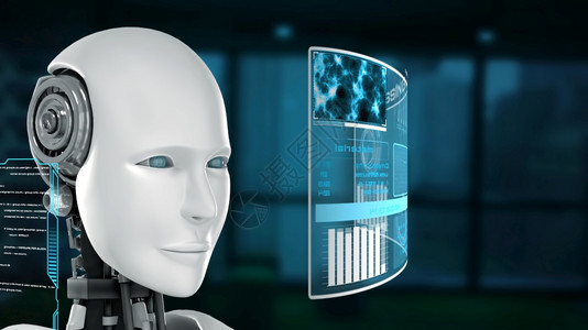 未来机器人工智能CIG大数据分析和编程机器人3D制作动画插图图片