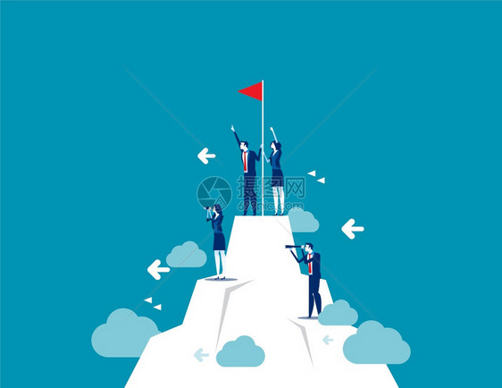 站在山顶上的人与赢家旗站在一起概念商业矢量图成功团队工作咨询寻找和搜索概念商业矢量图寻找和搜索图片