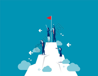 站在山顶上的人与赢家旗站在一起概念商业矢量图成功团队工作咨询寻找和搜索概念商业矢量图寻找和搜索图片