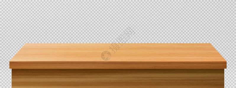 木桌前景面视图棕色木质表面的绿反以透明背景与隔开的反转餐桌或平板纹理现实的3D矢量模拟木桌前景旧的面视图图片
