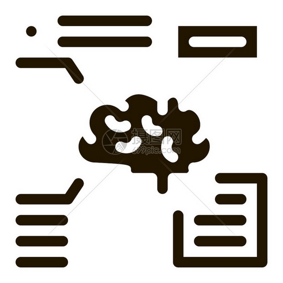 脑特征图形标矢量脑特征符号孤立图示脑特征标矢量GlyphI说明图片