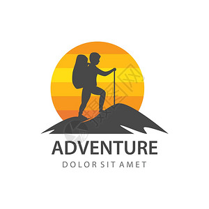 攀岩户内攀登探险冒插图标志矢量设计插画