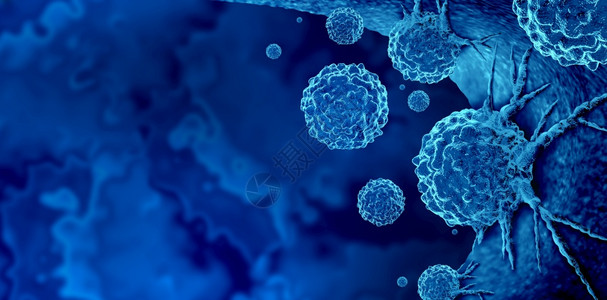 癌症的爆发和人体恶性癌症细胞的治疗,由致癌和遗传学引起的,癌症细胞作为免疫疗法的象征,3D医学治疗。背景图片