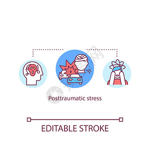 汽车事故心理问题创伤后应激反概念图标图片