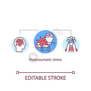 汽车事故心理问题创伤后应激反概念图标图片