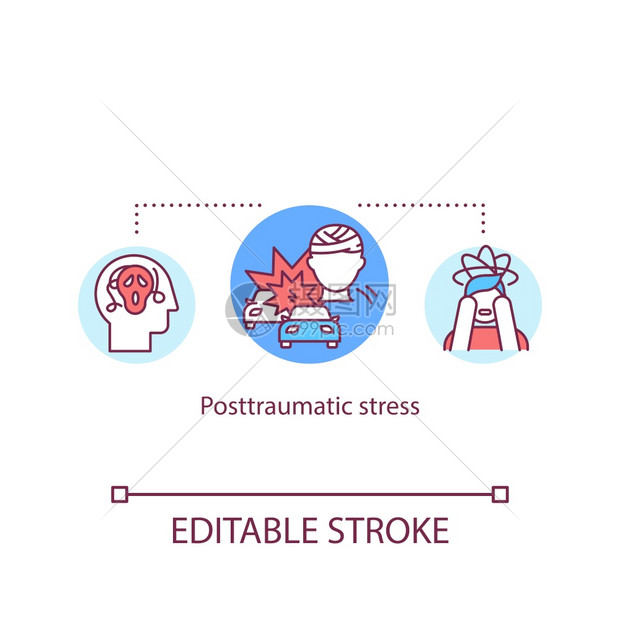 汽车事故心理问题创伤后应激反概念图标图片