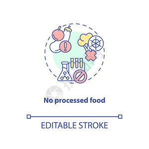 无加工食品概念图标有机冷冻食品健康罐头可持续饮理念低线插图矢量孤立大纲RGB彩色绘图可编辑中风图片