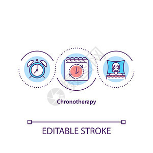 色调概念图标行为失眠治疗概念细线插图移动环形节律改变睡眠时间表矢量孤立的大纲RGB颜色绘图可编辑中风图片