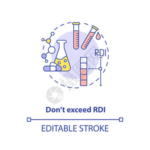 RDI超量概念图标足够的维生素摄入量概念细线插图建议的每日摄入量补充上限矢量孤立大纲RGB彩色绘图可编辑中风图片