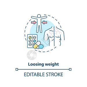 减负重量概念图标生素健康惠益概念细线插图减肥生素食品消化健康矢量孤立的大纲RGB颜色绘图可编辑的中风减重概念图标图片