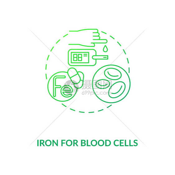 血红蛋白能量良好的肌肉和器官功能铁片矢量孤立图示RGB颜色图画血细胞概念的铁图标细胞概念的铁图标图片