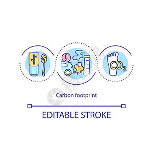 碳足质概念图标毁林问题有毒排放自然灾害概念细线插图矢量孤立大纲RGB彩色绘图可编辑中风图片
