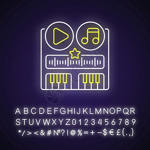 音轨线光图标乐创建程序播放按钮想法歌曲样本外光效果使用字母数和符号签名矢量孤立RGB颜色插图音轨光标背景图片