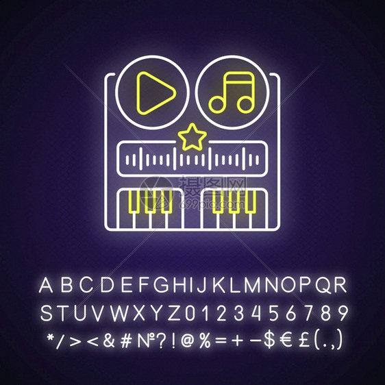 音轨线光图标乐创建程序播放按钮想法歌曲样本外光效果使用字母数和符号签名矢量孤立RGB颜色插图音轨光标图片