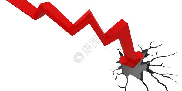 红色打叉符号png红箭的市场崩溃跌入裂缝3d背景