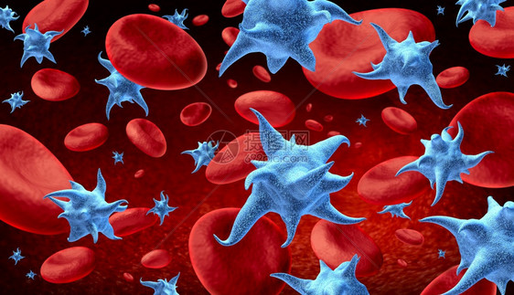 血液和栓细胞解剖概念中的热板作为3D制成的活小板符号图片