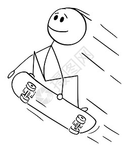 矢量卡通插图描绘男人孩滑板者或在上跳或玩花招滑板矢量卡通说明滑板者斯卡特人男子或孩在滑板上玩花样或图片