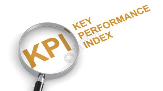 KPI关键能指数放大镜下的单词3D背景图片