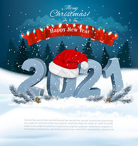 圣诞假日背景圣诞帽和201年的蓝字图片