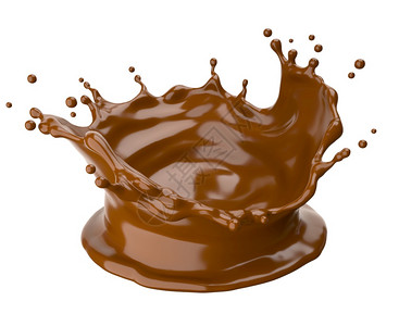 巧克力牛奶飞溅3D插图巧克力白色背景