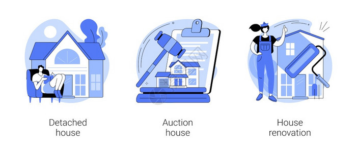 购买家庭抽象概念矢量插图集拆解和拍卖行房屋翻新住宅和商业财产改造住房列表设计项目抽象隐喻家庭概念矢量插图背景图片