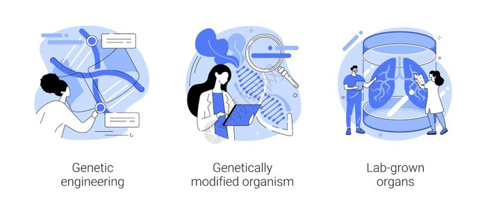 生物工程抽象概念矢量说明集遗传工程转基因生物实验室培育器官DNA操纵干细胞移植抽象隐喻生物工程抽象概念矢量说明集图片