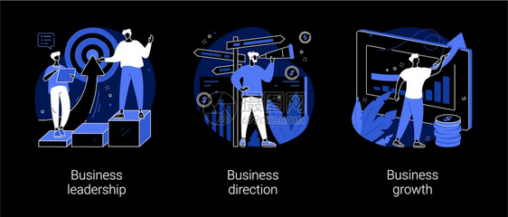 企业领导方向和增长目标实现规划愿景和设定目标团队投资黑暗模式隐喻企业战略抽象概念矢量说明企业战略抽象概念矢量说明图片