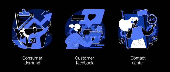 消费者需求客户反馈联络中心零售营销用户支持市场研究暗模式隐喻客户关系管理抽象概念矢量图解客户关系管理抽象概念矢量图解图片