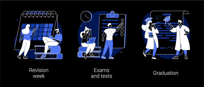 订正周考试和测验毕业考试时间表压力和焦虑学位表层暗色模式比喻图片