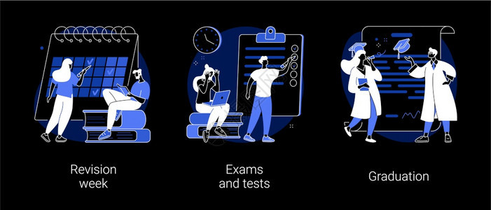 订正周考试和测验毕业考试时间表压力和焦虑学位表层暗色模式比喻图片
