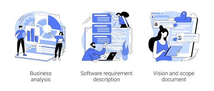 业务分析软件要求说明愿景和范围文件SWOT分析用户案例抽象比喻项目开发规格矢量抽象概念说明图片