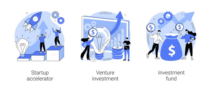 基金股票市场企业孵化器抽象概念矢量说明插画
