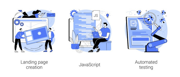 网页编程抽象概念矢量图集着陆网页创建JavaScript自动测试设计模板网站项目移动应用UI优化抽象隐喻网络编程抽象概念矢量图集背景图片