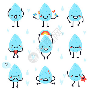 可爱手绘拟人水滴图片素材