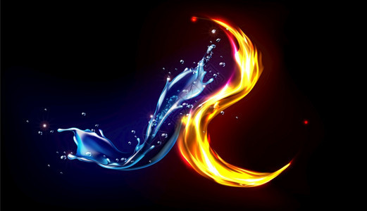 3d写实水和火焰背景图片