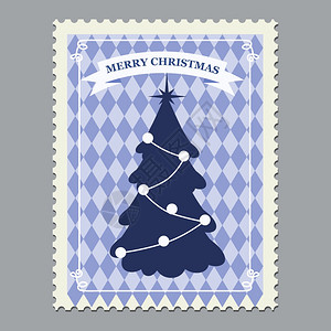 圣诞树回溯邮票树回溯邮票矢量插图等图片