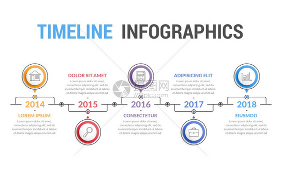 时间线信息图模板工作流程或图矢量eps10插图图片