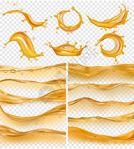 石油波浪流的现实金色液体表面和喷洒燃料矢量的收集橄榄油和燃料金色流图石油的现实金色液体表面和燃料矢量的收集图片