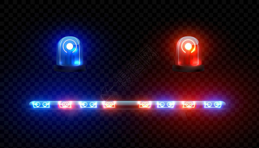 3D警车红色蓝灯电子光设备图片