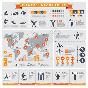 体育生活方式在健身或户外病媒信息模板中进行锻炼的健康人身和体育活动说明健康信息身图片