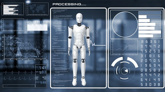 未来机器人工智能CIG大数据分析和编程机器人3D制作动画插图图片